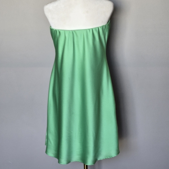 Show Me Your MuMu Taylor Green Silky Strapless Mini Summer Dress Size Large - Picture 6 of 13